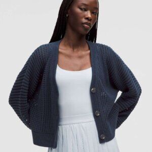 Cotton Crochet Mesh Relaxed-Fit Cardigan
